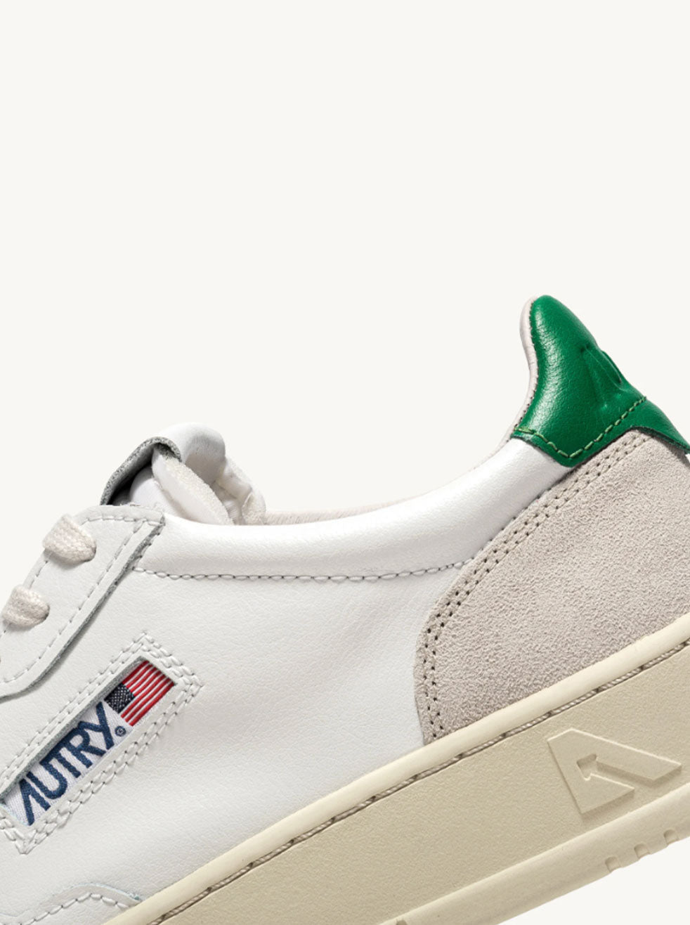 Autry - White/Green with Beige Suede