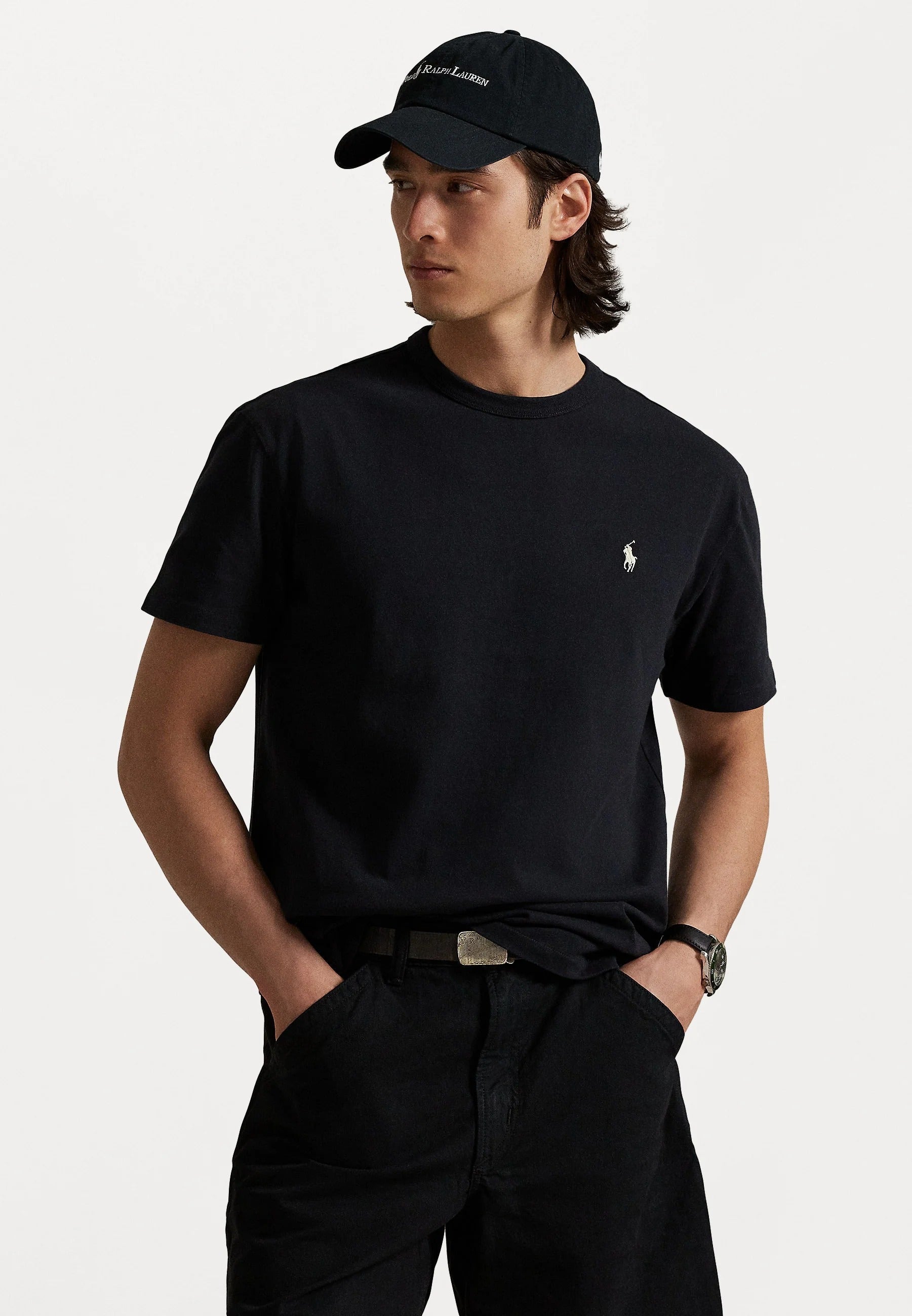 T-shirt White Logo - Black